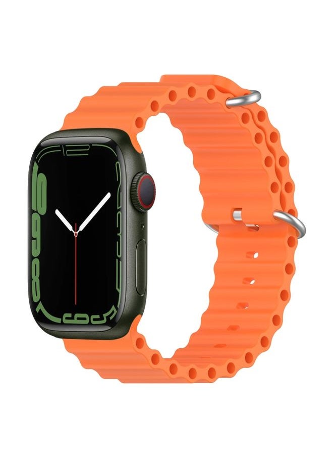 Generic - Replacement Strap Ocean Silicone Watch Band for Apple Watch Series 8&7 41mm / SE 2&6&SE&5&4 40mm / 3&2&1 38mm Orange - Image 1