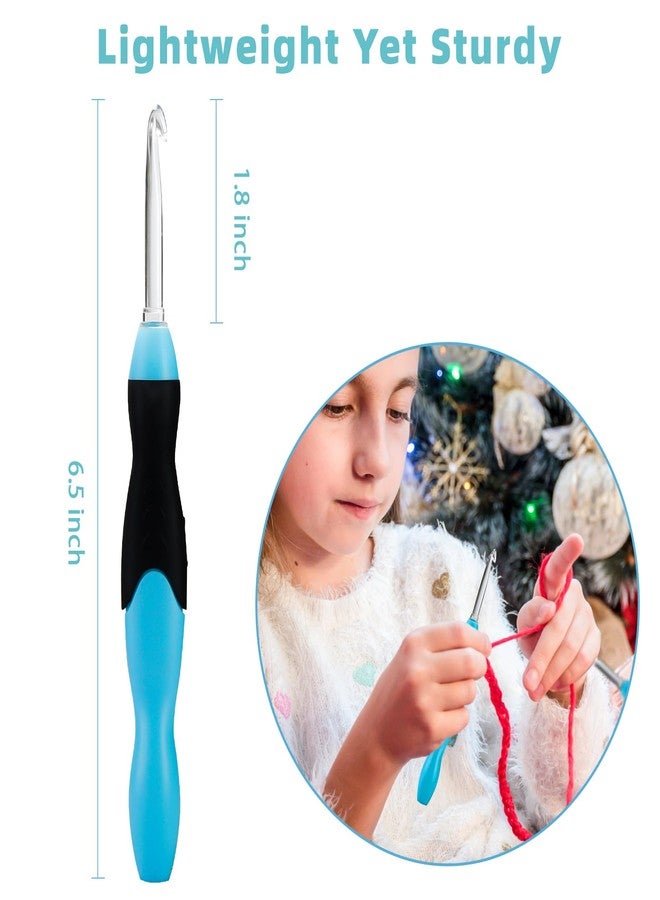 Votris Light up Crochet Hook Set - 11 in 1 Lighted Crochet Hook Set for Beginners, Ergonomic Soft Grip, Rechargeable Light, Interchangeable Heads - Ideal Crochet Hooks Kit - Image 5