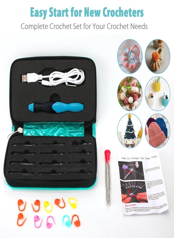 Votris Light up Crochet Hook Set - 11 in 1 Lighted Crochet Hook Set for Beginners, Ergonomic Soft Grip, Rechargeable Light, Interchangeable Heads - Ideal Crochet Hooks Kit - Image 3