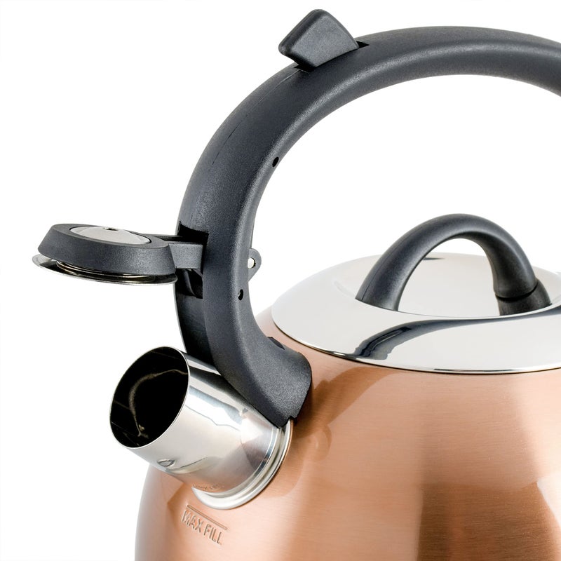 Mr. Coffee Flintshire 1.75-Quart Stainless Steel Whistling Tea Kettle with Nylon Handle â€“ Copper Finish Stove-Top Kettle for Boiling Water - Image 2