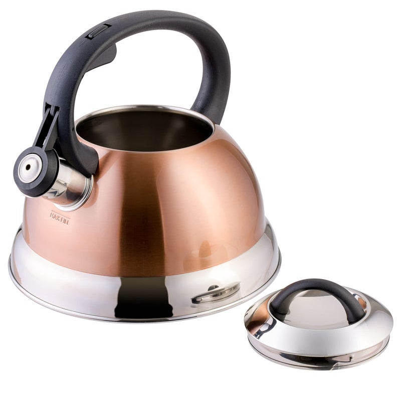 Mr. Coffee Flintshire 1.75-Quart Stainless Steel Whistling Tea Kettle with Nylon Handle â€“ Copper Finish Stove-Top Kettle for Boiling Water - Image 3