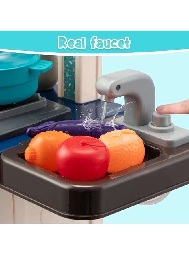 مجموعة ألعاب مطبخ مكونة من 53 قطعة، مجموعة ألعاب تمثيل دور المطبخ، مجموعة ألعاب أواني الطهي، ألعاب ملحقات المطبخ، موقد للطهي مع مضخة ماء محاكاة، مناسبة للأولاد والبنات (95 سم) - Image 5