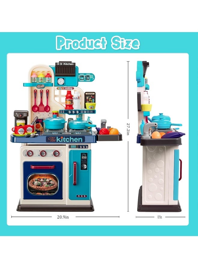 مجموعة ألعاب مطبخ مكونة من 53 قطعة، مجموعة ألعاب تمثيل دور المطبخ، مجموعة ألعاب أواني الطهي، ألعاب ملحقات المطبخ، موقد للطهي مع مضخة ماء محاكاة، مناسبة للأولاد والبنات (95 سم) - Image 2