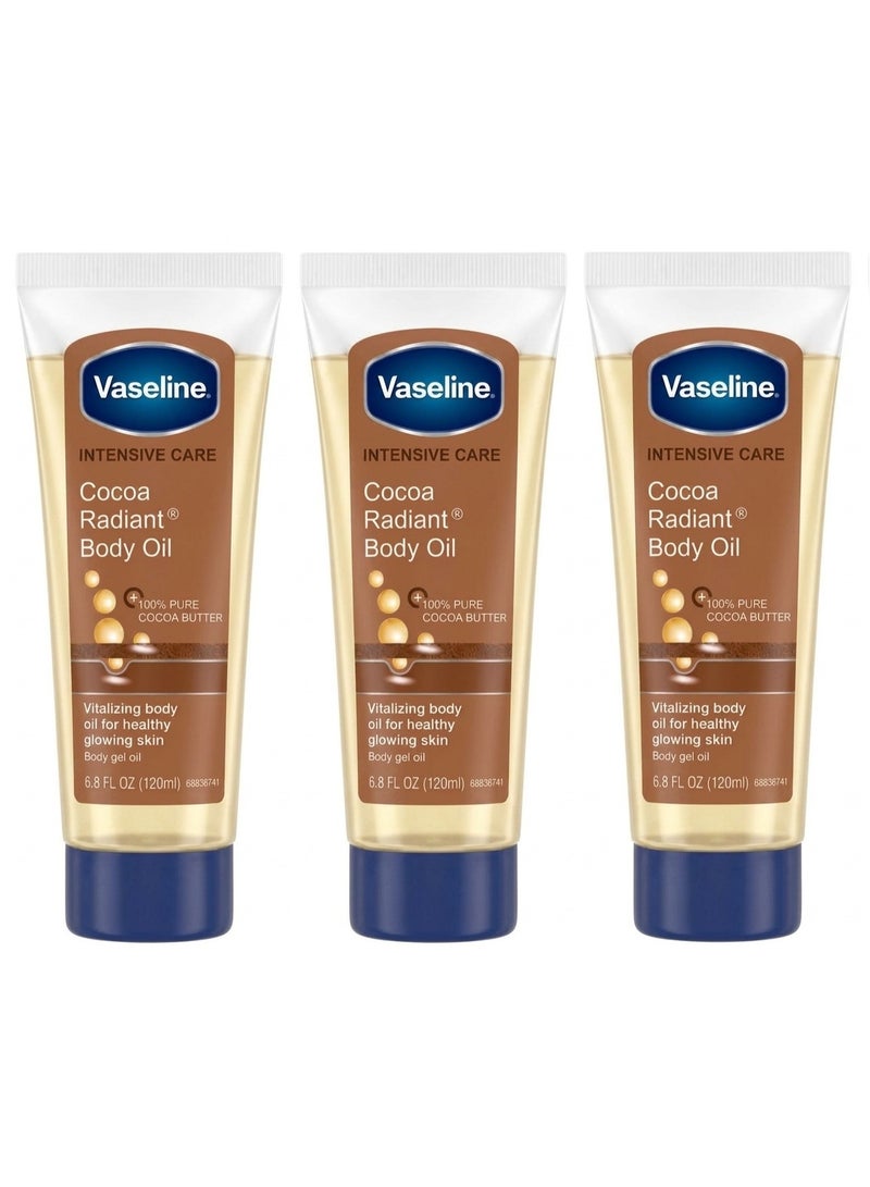 3pcs Vaseline Intensive Care Cocoa Radiant Body Gel Oil 120Ml