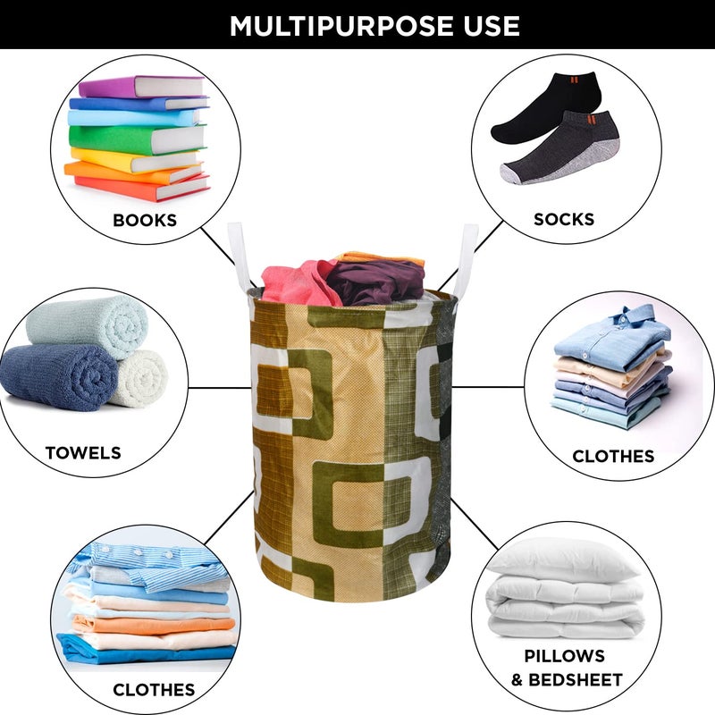 E-Retailer ERetailer Exclusive Polyester Combo Set of 1 Pc Top Load Washing Machine Cover and 1 Pc Foldable Laundry BagColorGreen Geometric Set Contains2 Pcs - Image 5