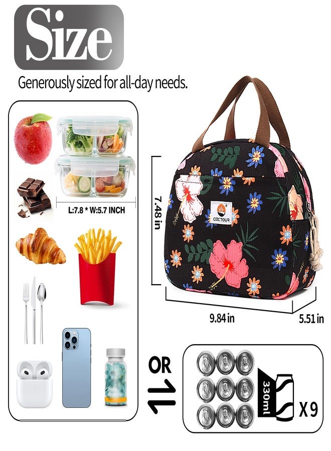 CaCTOUR Lunch Box Lunch Bag for Women Girls Teens, Cute Lunch Box Cooler Bag, Portable Small Insulated LunchBox Reusable Corduroy Lunch Tote for Work/Travel/Picnic/School (Flower) - Image 5