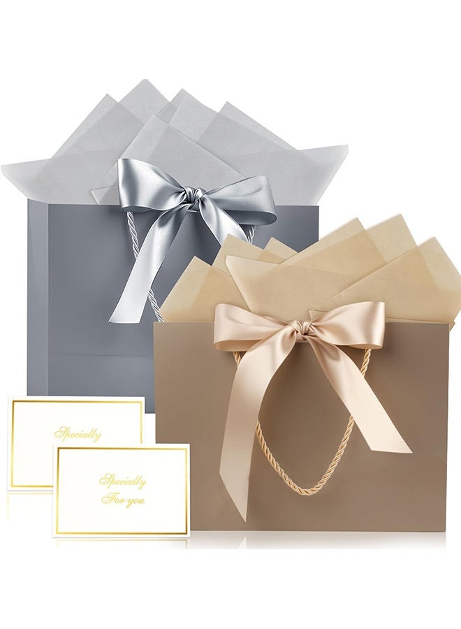 ليمون كيس هدايا كبير من قطعتين، كيس هدايا عيد ميلاد مع شريطين بلونين، بطاقتي تهنئة وأربع ورقات مناديل ورقية، كيس هدايا ورقي محمول لحفلات أعياد الميلاد، حفلات الزفاف، حفلات استقبال المواليد، وعيد الميلاد. - Image 1