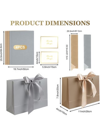 2 Pcs Large Gift Bag, Birthday Gift Bag With 2-Color Ribbon, 2 Greeting Cards and 4 Sheets Tissue Paper, Portable Paper Gift Bag for Birthday Parties, Wedding Parties, Baby Showers, Christmas - view 5