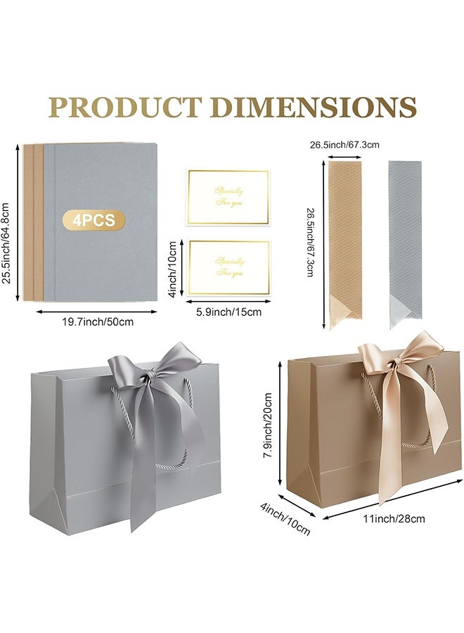 ليمون كيس هدايا كبير من قطعتين، كيس هدايا عيد ميلاد مع شريطين بلونين، بطاقتي تهنئة وأربع ورقات مناديل ورقية، كيس هدايا ورقي محمول لحفلات أعياد الميلاد، حفلات الزفاف، حفلات استقبال المواليد، وعيد الميلاد. - Image 5