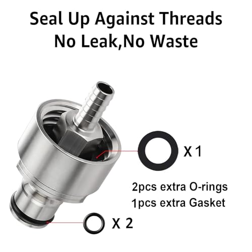 Ferroday Stainless Steel Carbonation Cap Forced Carbonation PET Bottle Filling 5/16 Barb CO2 Coupling to Carbonate Soda Beer Stainless Steel PET Bottle Carbonation Cap + O-ring + Gasket - Image 2