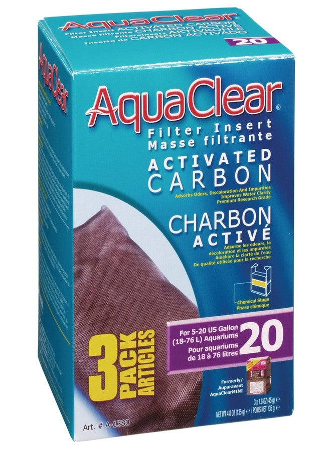 Aquaclear Aqua Clear AquaClear 20 Activated Carbon Inserts, Aquarium Filter Replacement Media, 3-Pack, A1380 - Image 1