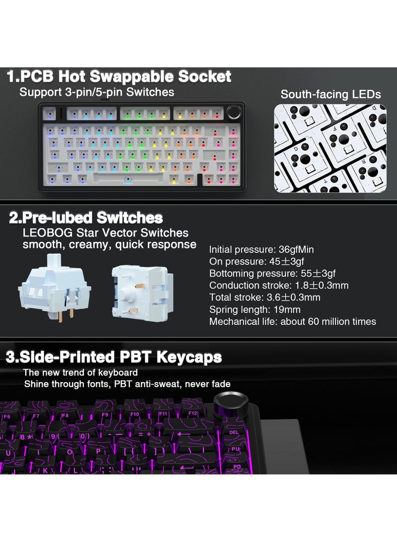AULA F75 Wireless Mechanical Keyboard Switches RGB Backlit Gaming Keyboard  - Image 5