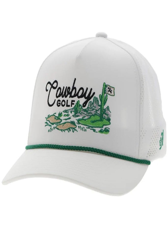 HOOEY Cowboy Golf Hills Hat - Adjustable Snapback Rope Cap, Performance Golf Hat with Embroidered Western Design (White) - Image 1