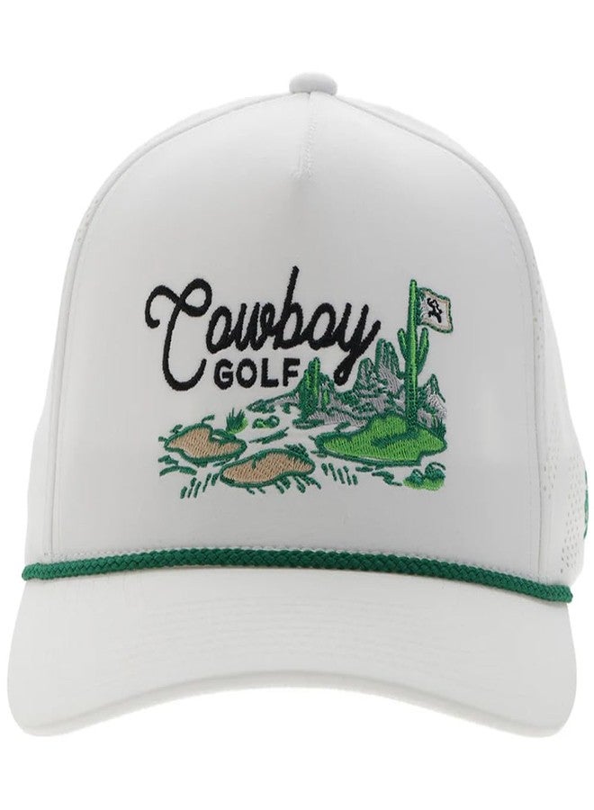 HOOEY Cowboy Golf Hills Hat - Adjustable Snapback Rope Cap, Performance Golf Hat with Embroidered Western Design (White) - Image 4