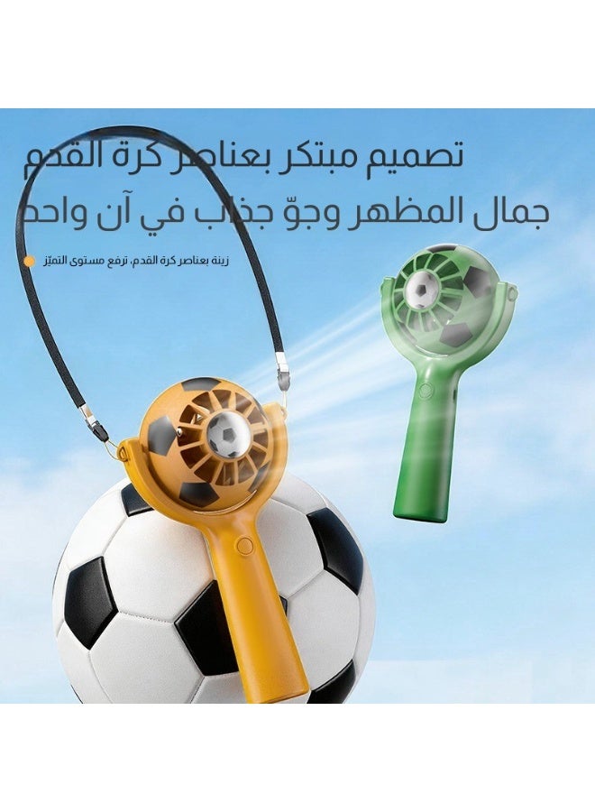 مروحة صغيرة محمولة، مروحة تبريد يدوية قابلة لإعادة الشحن عبر USB مع قاعدة وحبل ربط، مروحة شخصية بثلاث سرعات، تصميم على شكل كرة قدم مناسبة للسفر والمكتب والمنزل والأماكن الخارجية - Image 4