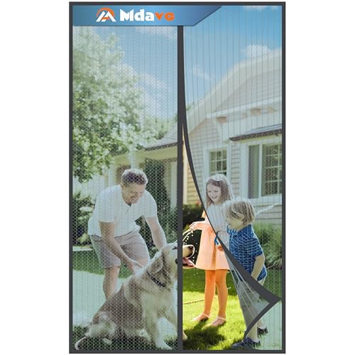Mesh Screen with Magnetic ClosureKeeps Bugs Out Let Breeze in Heavy Duty Pet and Kid Friendly Works with Front Sliding Doors 38 x 82 Inch Gray
