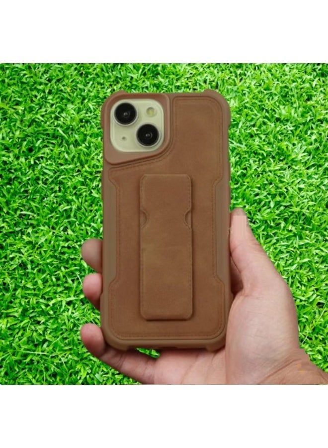 Creative iPhone 15 Case With a slim and durable stand, camel color - Image 2