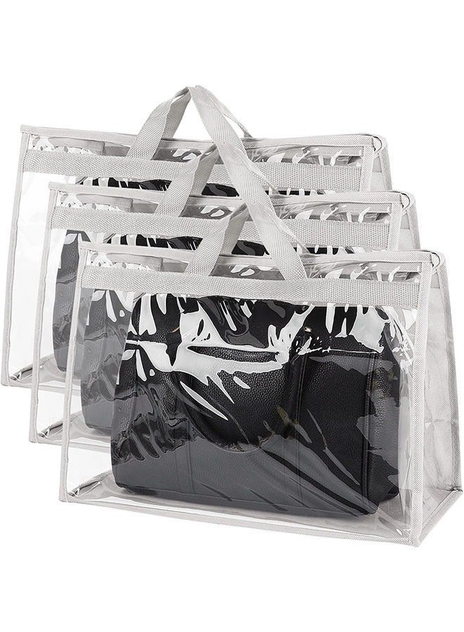 YelaJoy 3 Pack Handbag Storage Organizer,Dust Transparent Hanging Purse Organizer,PVC Material,Wallet Storage Bag for Hanging Closet with Handle and Zipper Handbag Organizer,43cmX36.8cm  - Image 1