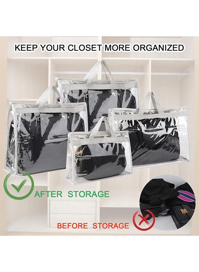 YelaJoy 3 Pack Handbag Storage Organizer,Dust Transparent Hanging Purse Organizer,PVC Material,Wallet Storage Bag for Hanging Closet with Handle and Zipper Handbag Organizer,43cmX36.8cm  - Image 5
