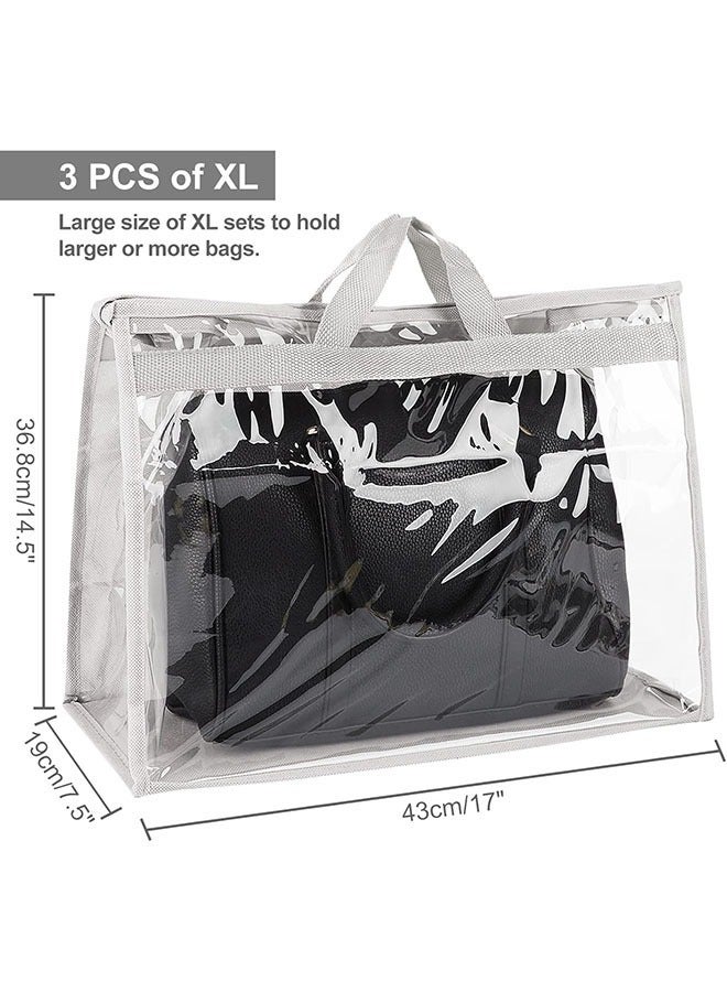 YelaJoy 3 Pack Handbag Storage Organizer,Dust Transparent Hanging Purse Organizer,PVC Material,Wallet Storage Bag for Hanging Closet with Handle and Zipper Handbag Organizer,43cmX36.8cm  - Image 2