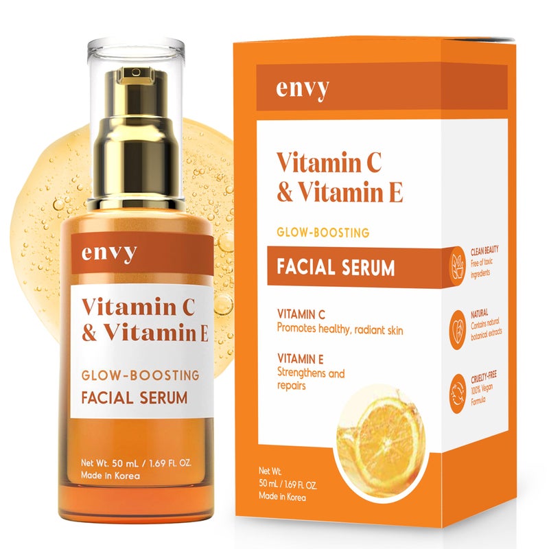Envy Vitamin C Serum with Vitamin E & Glycerin - Skin, Dark Spot Reduction & Anti-Aging, Dermatologist Tested, Hydrating Glass Skin Serum - Cruelty-Free for All Skin Types - 1.69 Oz - Image 1