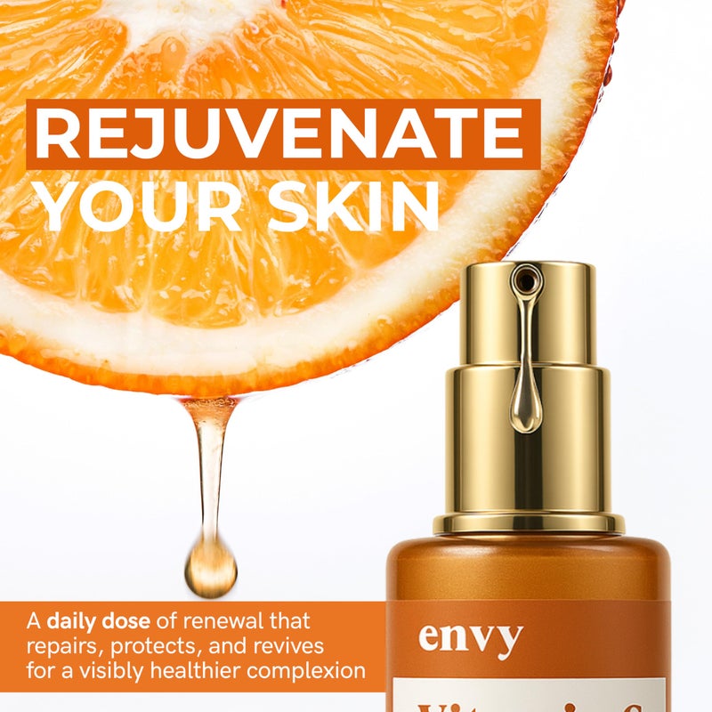 Envy Vitamin C Serum with Vitamin E & Glycerin - Skin, Dark Spot Reduction & Anti-Aging, Dermatologist Tested, Hydrating Glass Skin Serum - Cruelty-Free for All Skin Types - 1.69 Oz - Image 2
