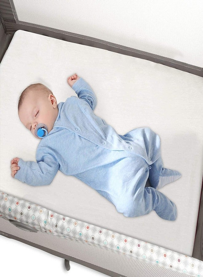 Coldwind Pack and Play Sheets 27"x 39" Compatible with Graco, Dream on Me Pack N Play, Cotton Mini Crib Sheets 2 Pack, Stretchy Playard Crib Fitted Sheet for Baby Girl Boy, White - Image 1