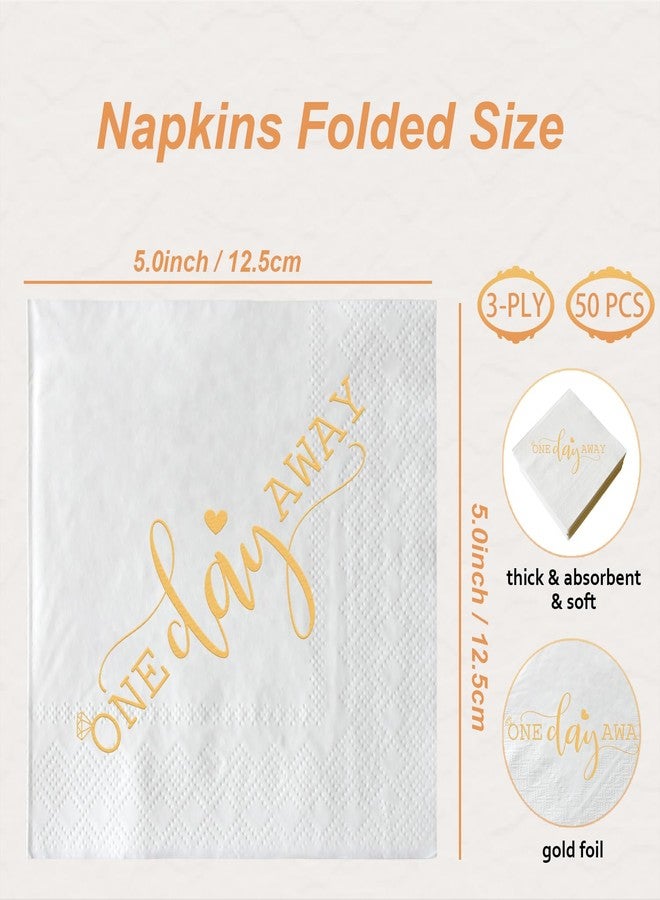 ZLPDS One Day Away Rehearsal Dinner Cocktail Napkins Gold Foil and White Wedding Party Decorations 50 Pack Disposable Paper Bar Berverage Napkins, Tomorrow We Do, 3 Ply - Image 2