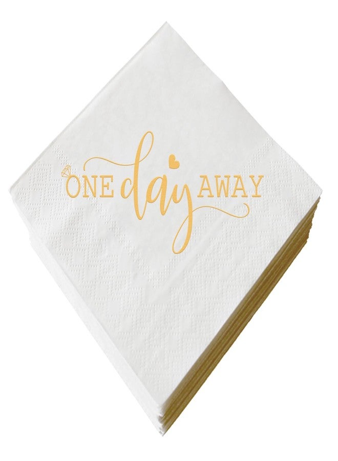 ZLPDS One Day Away Rehearsal Dinner Cocktail Napkins Gold Foil and White Wedding Party Decorations 50 Pack Disposable Paper Bar Berverage Napkins, Tomorrow We Do, 3 Ply - Image 1