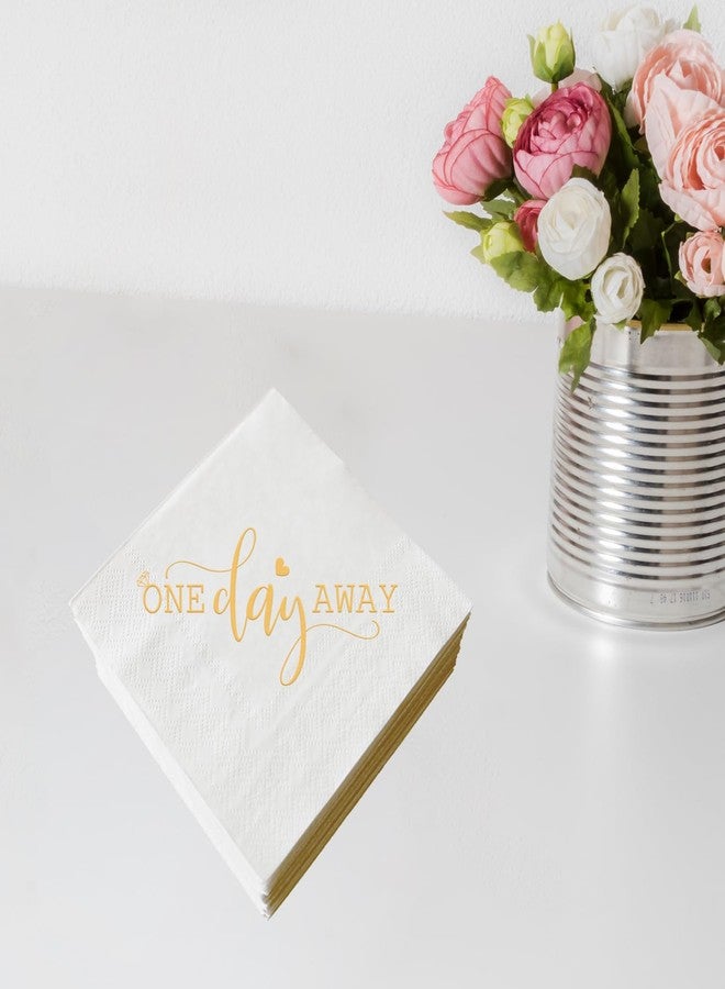ZLPDS One Day Away Rehearsal Dinner Cocktail Napkins Gold Foil and White Wedding Party Decorations 50 Pack Disposable Paper Bar Berverage Napkins, Tomorrow We Do, 3 Ply - Image 4
