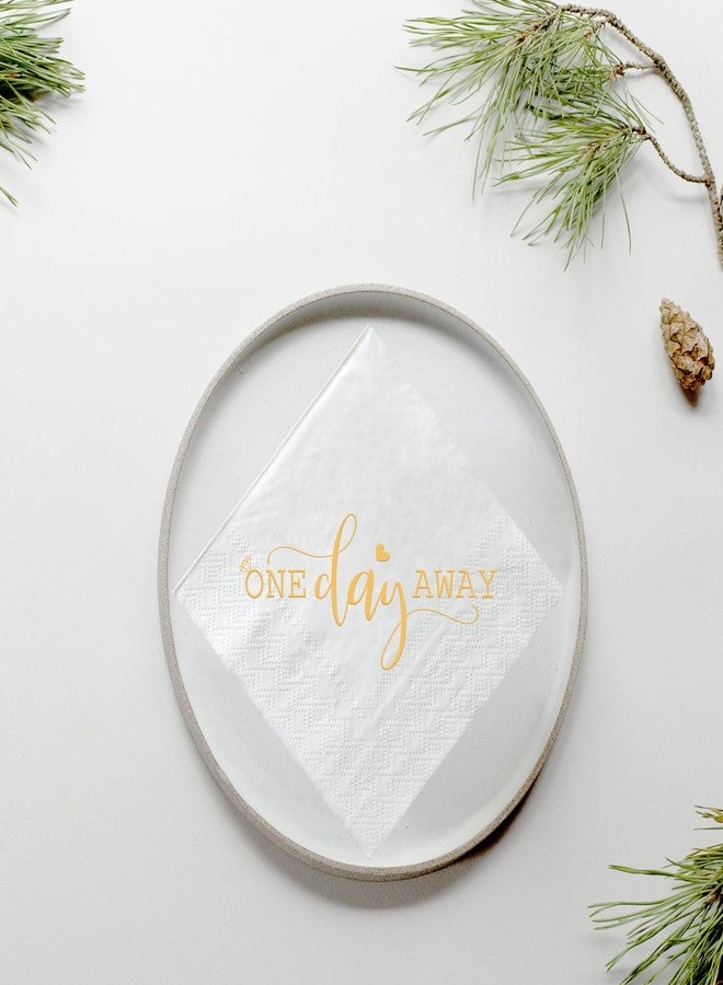 ZLPDS One Day Away Rehearsal Dinner Cocktail Napkins Gold Foil and White Wedding Party Decorations 50 Pack Disposable Paper Bar Berverage Napkins, Tomorrow We Do, 3 Ply - Image 5