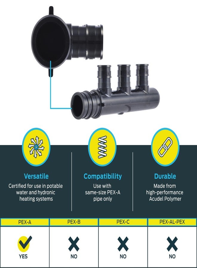 SharkBite 3 Port PEX Expansion Poly Tee, 3/4 Inch Closed Trunk with 1/2 Inch Outlet, Multi Line Water Manifold Plumbing Fittings for PEX-A Tubing, UAMPT3CZ - Image 3