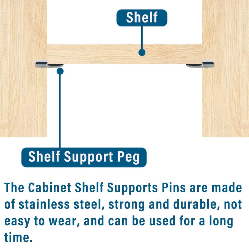 LonlyEagle 60 Pieces 5mm Shelf Pegs , Spoon Shaped Shelf Pins for Shelves, Kitchen Cabinet Shelf, Bookshelf, Closet and Furniture, Nickel Plated Shelf Holders Support Pegs - Image 3