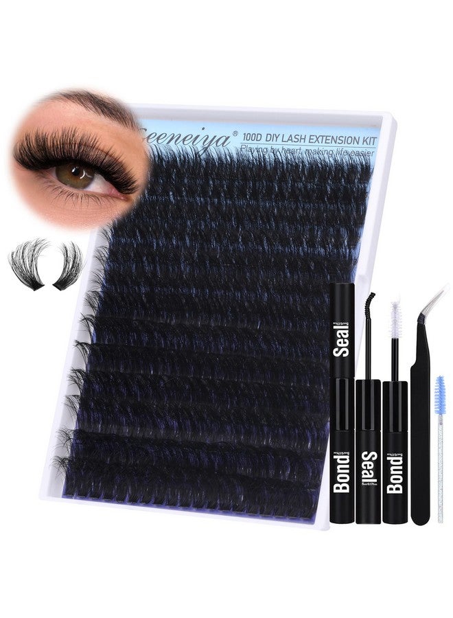 Geeneiya 14-24Mm Fluffy Lash Extension Kit Long Cluster Lashes Volume D Curl Eyelash Extension Kit Wispy Individual Lashes With Waterproof Lash Bond And Seal Glue, Lash Tweezers For Beginners (100D, 280Pcs) - Image 1