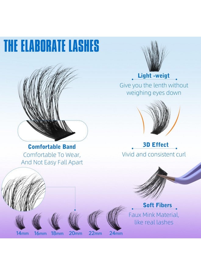 Geeneiya 14-24Mm Fluffy Lash Extension Kit Long Cluster Lashes Volume D Curl Eyelash Extension Kit Wispy Individual Lashes With Waterproof Lash Bond And Seal Glue, Lash Tweezers For Beginners (100D, 280Pcs) - Image 4