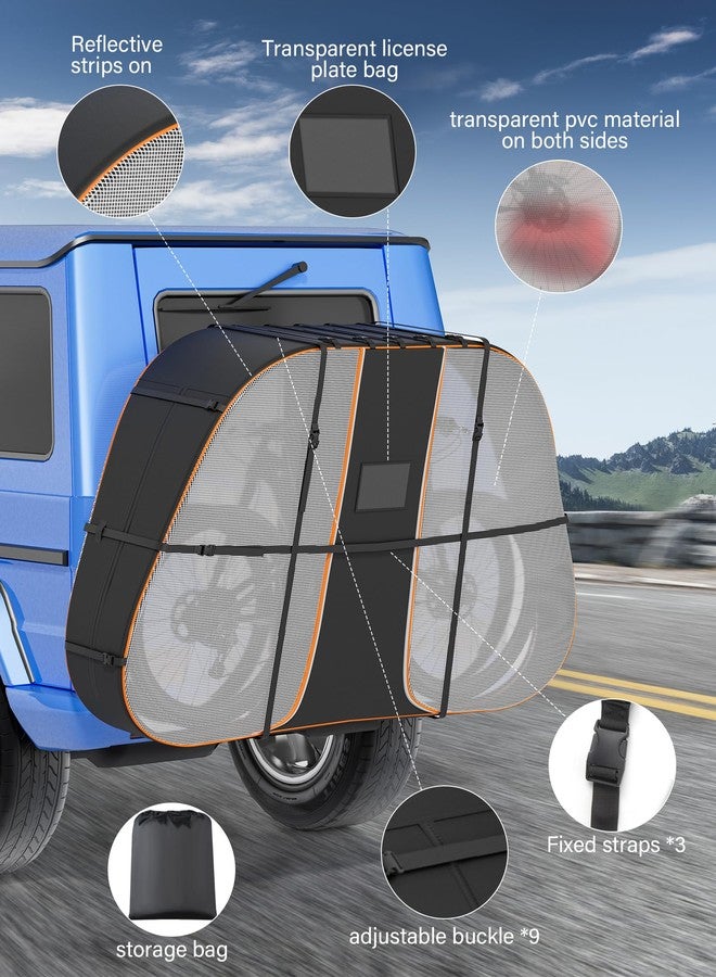 MALOROY Bike Cover for Transport 1 Bikes - Heavy Duty & Waterproo 900D Outdoor Bike Covers for 1 Bikes on Car Hitch Travel Storage, w/ Two Elastic straps and License Plate Window, Rain Sun UV Dust Wind Proof - Image 4