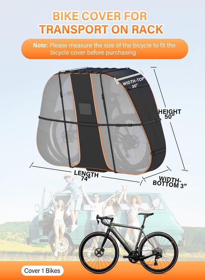 MALOROY Bike Cover for Transport 1 Bikes - Heavy Duty & Waterproo 900D Outdoor Bike Covers for 1 Bikes on Car Hitch Travel Storage, w/ Two Elastic straps and License Plate Window, Rain Sun UV Dust Wind Proof - Image 2