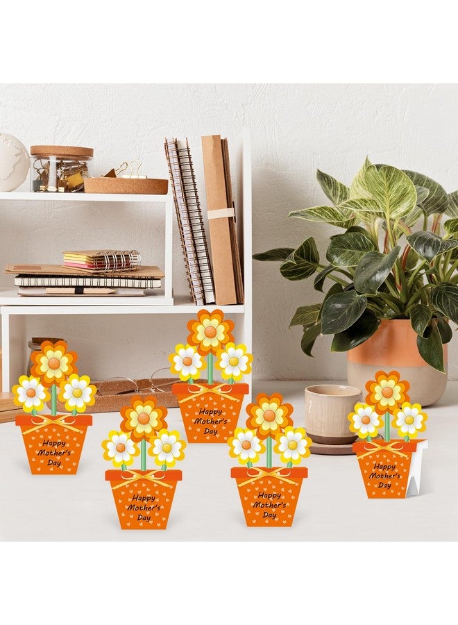 BeYumi Flower Pot Craft Kit - 48Pcs Mother's Day Orange Flower Pot Craft for Kids Make Your Own 3D Bouquet Teacher Appreciation Week Thankful Love Gift DIY Set Home School Classroom Fun Activities - Image 5