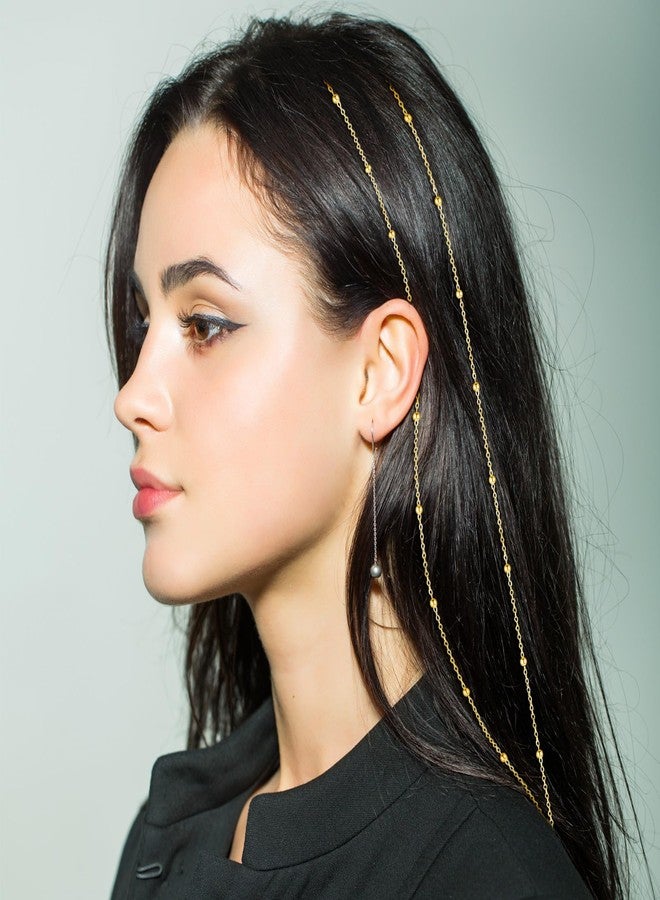 Cerun 6 Pcs Premium Rhinestone Hair Chains for Women Pearl Charm Rhinestone Hair Jewelry Accessories Crystal Extensions Clips Silver Gold Pins for Braids(Glitter Gold) - Image 4