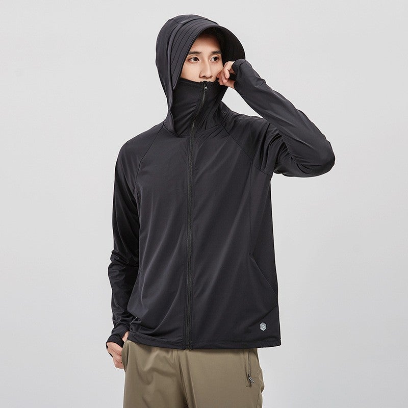 Generic Unisex Slim Fit UV Protection UPF50+ Breathable Sunscreen Jacket Black