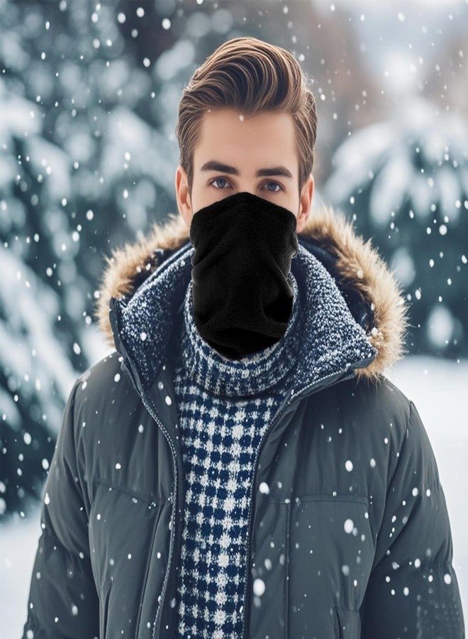 yeabwps 4 Pack Winter Neck Warmers Face Mask for Men Women Fleece Neck Gaiter Mask Face Cover Balaclava Scarf (All Black) - Image 5