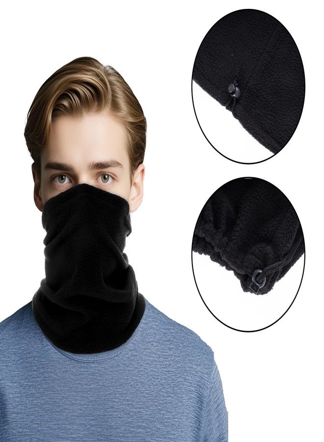 yeabwps 4 Pack Winter Neck Warmers Face Mask for Men Women Fleece Neck Gaiter Mask Face Cover Balaclava Scarf (All Black) - Image 4