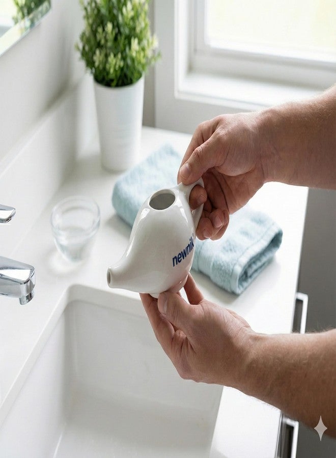 نيونيك وعاء نيونيك نيتي سيراميك NP101 (150 مل) | وعاء غسيل أنفي سيراميكي فاخر لتنظيف الجيوب الأنفية، وتخفيف نزلات البرد والحساسية والاحتقان | فوهة تدفق سلسة، مقبض سهل الإمساك، علاج نيتي طبيعي - Image 4