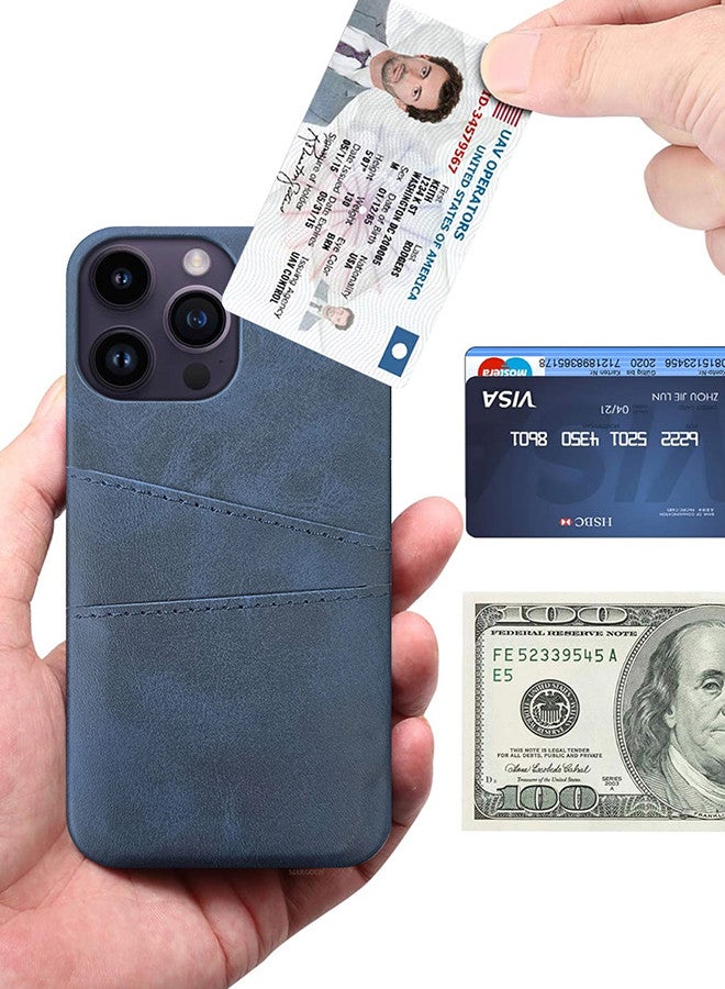 CATANES iPhone 14 Pro Max 2Packs Case Cover Leather with Card Holder for Men Women Phone Case with 3D Screen Protector  - Blue - Image 3