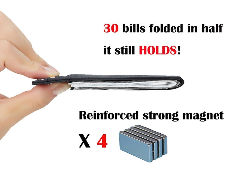 ترافلامبو محفظة نقود من Travelambo مزودة بمشبك أمامي وجيب رفيع وبسيط مزودة بتقنية حجب RFID (أسود كلاسيكي) - Image 3