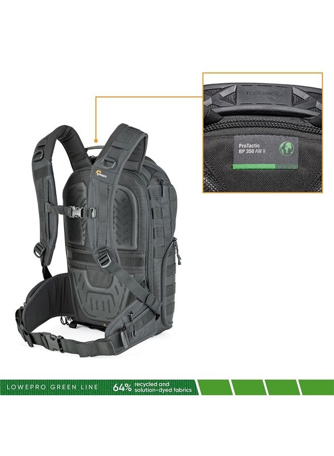 Lowepro ProTactic 350 AW II Modular Backpack with All Weather Cover, Camera Bag for Professional Use, Insert for Laptop Up to 13 Inch, Backpack for Professional Cameras and Drones, LP37176-GRL, Black - Image 2