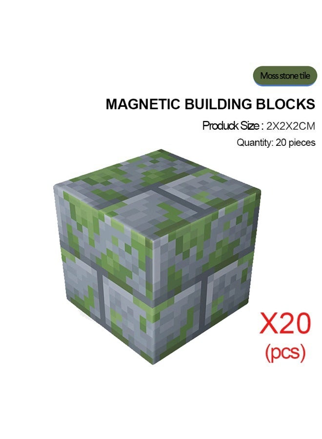 ماين كرافت 20 قطعة من مكعبات البناء المغناطيسية بتصميم شخصيات ماينكرافت، كتل لعب قابلة للتكديس - Image 1