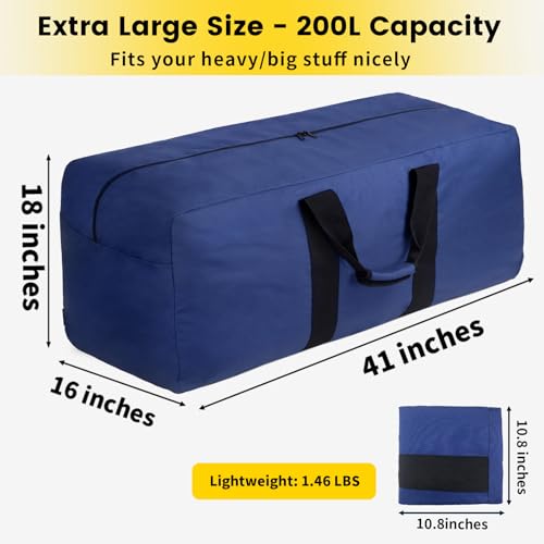 Vorspack Extra Large Duffle Bag for Travel - 200L Duffel Bag for Men Gear Bag for Storage Foldable Weekender Bag for Overnight Camping - Blue - Image 2