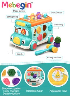 MEBEGIN Pounding Toys for Toddlers Educational Toy Pull Along Bus Gopher Toy for Boys Girls Birthday Gift  - Image 2