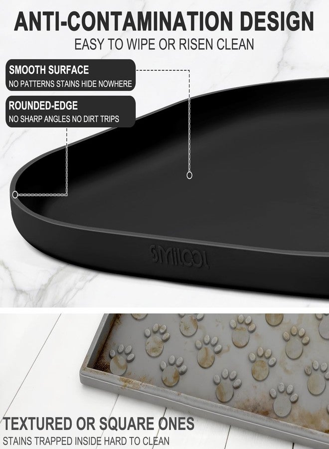 SMILOOL Small Silicone Pet Food Mat with Raised Edge for Food and Water Bowl, Square Dog Feeding Mats, Cat Food Trays for Floor Waterproof, Rubber Tray for Dogs and Cats, 12 x 12 x 0.7 Black - Image 5